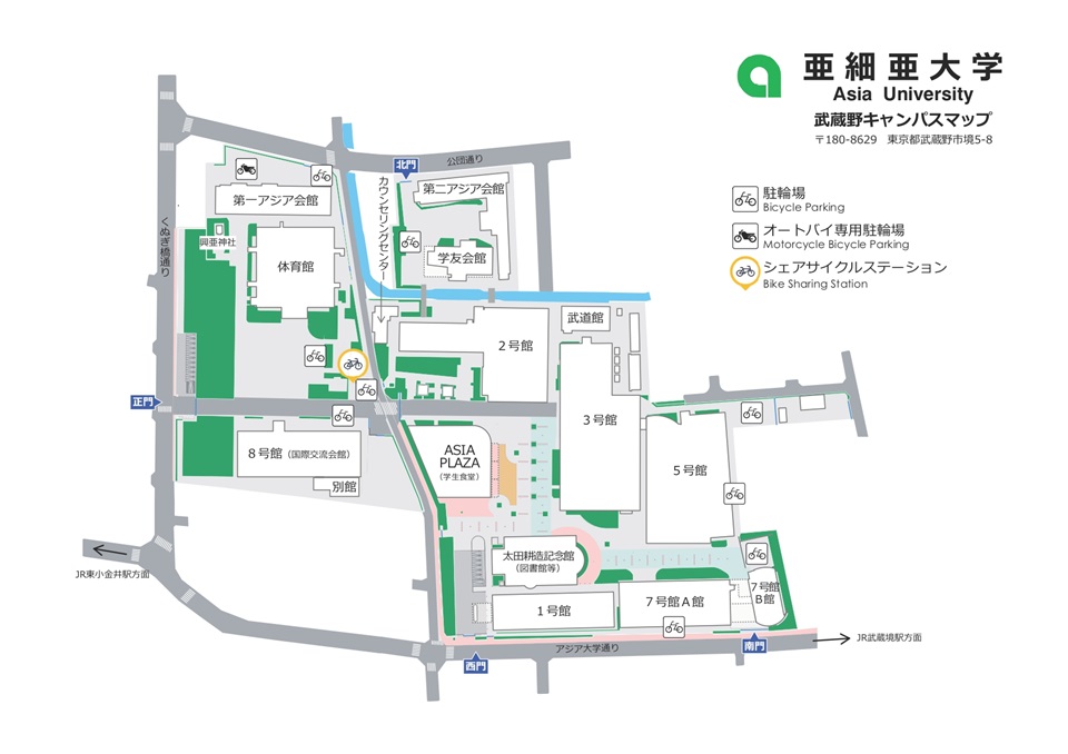 Musashino campus map Bicycle Parking